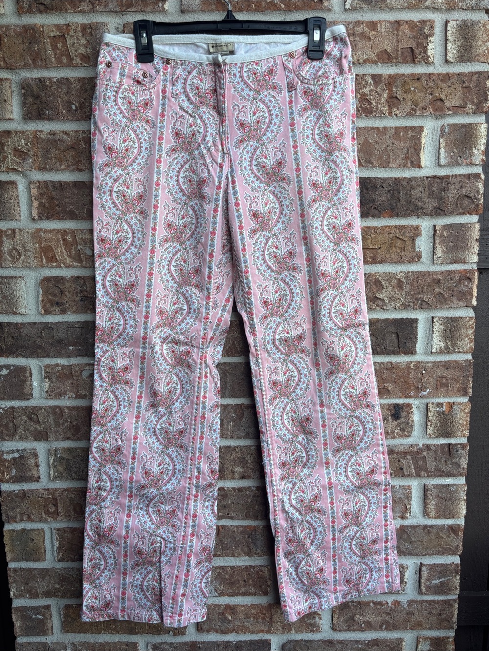 Anthropologie elevenses Women's Pink Paisley Print wide leg pants
